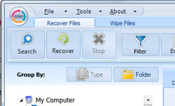 undelete 360 Search button